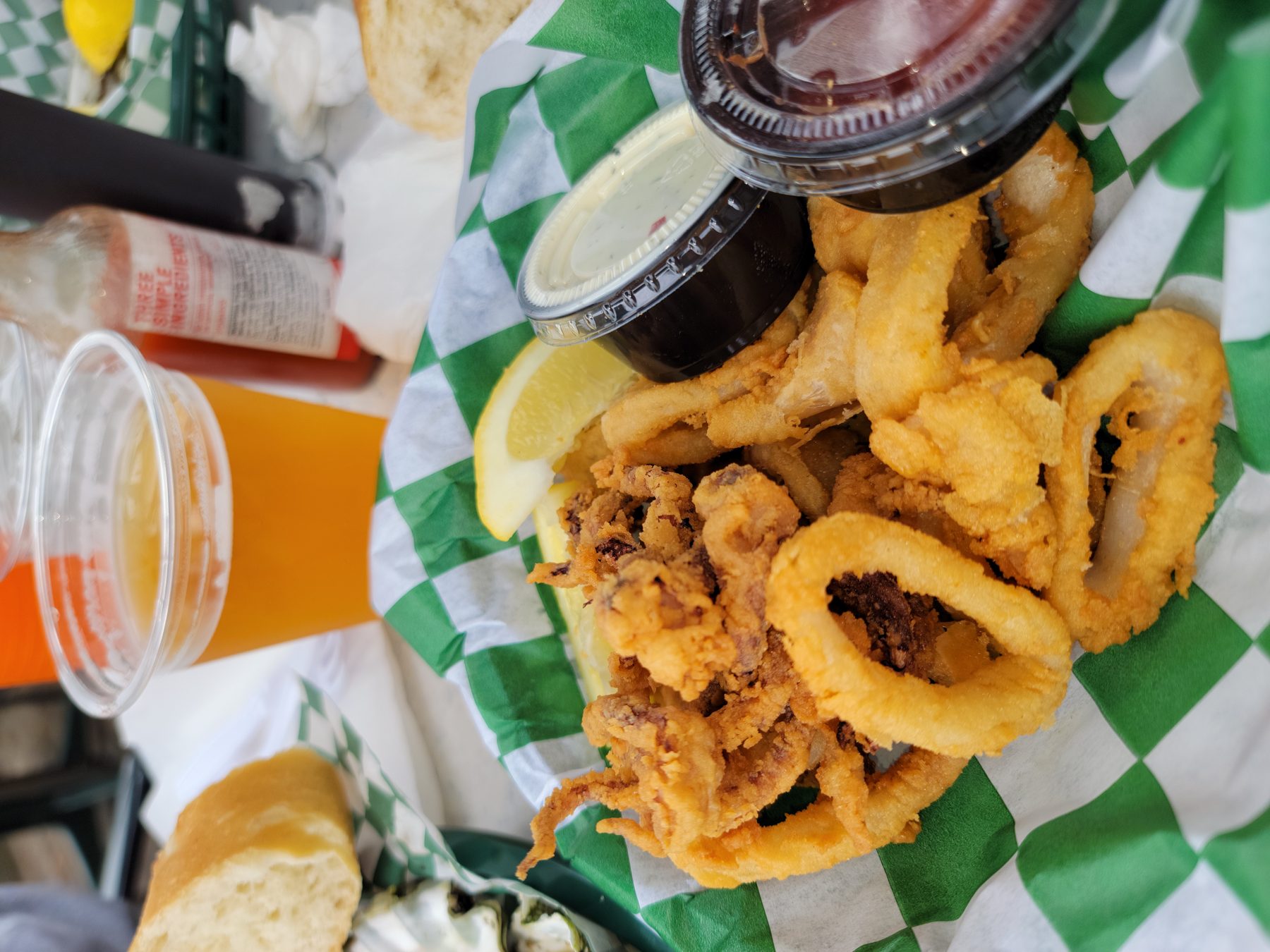 Fried calamari in a basket